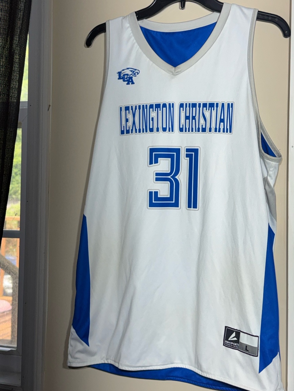 Lexington Christian #31 Reversible White & Blue Basketball Jersey